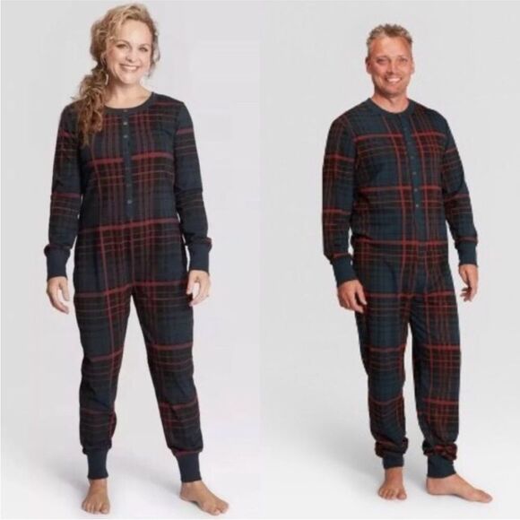 Hearth and Hand with Magnolia Unisex Pajamas Union Suit Holiday Plaid Size XL - Picture 1 of 14